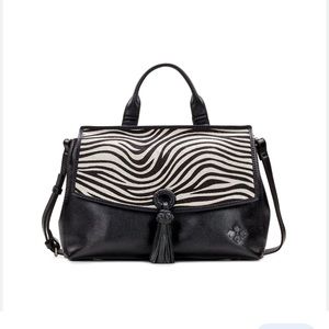 Net Patricia Nash Mollia Zebra haircalf leather Satchel shoulder bag